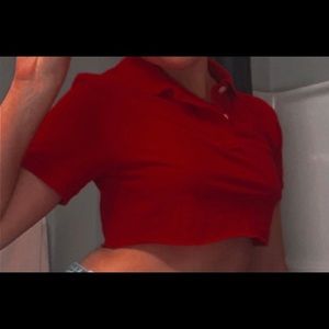 Red polo crop top